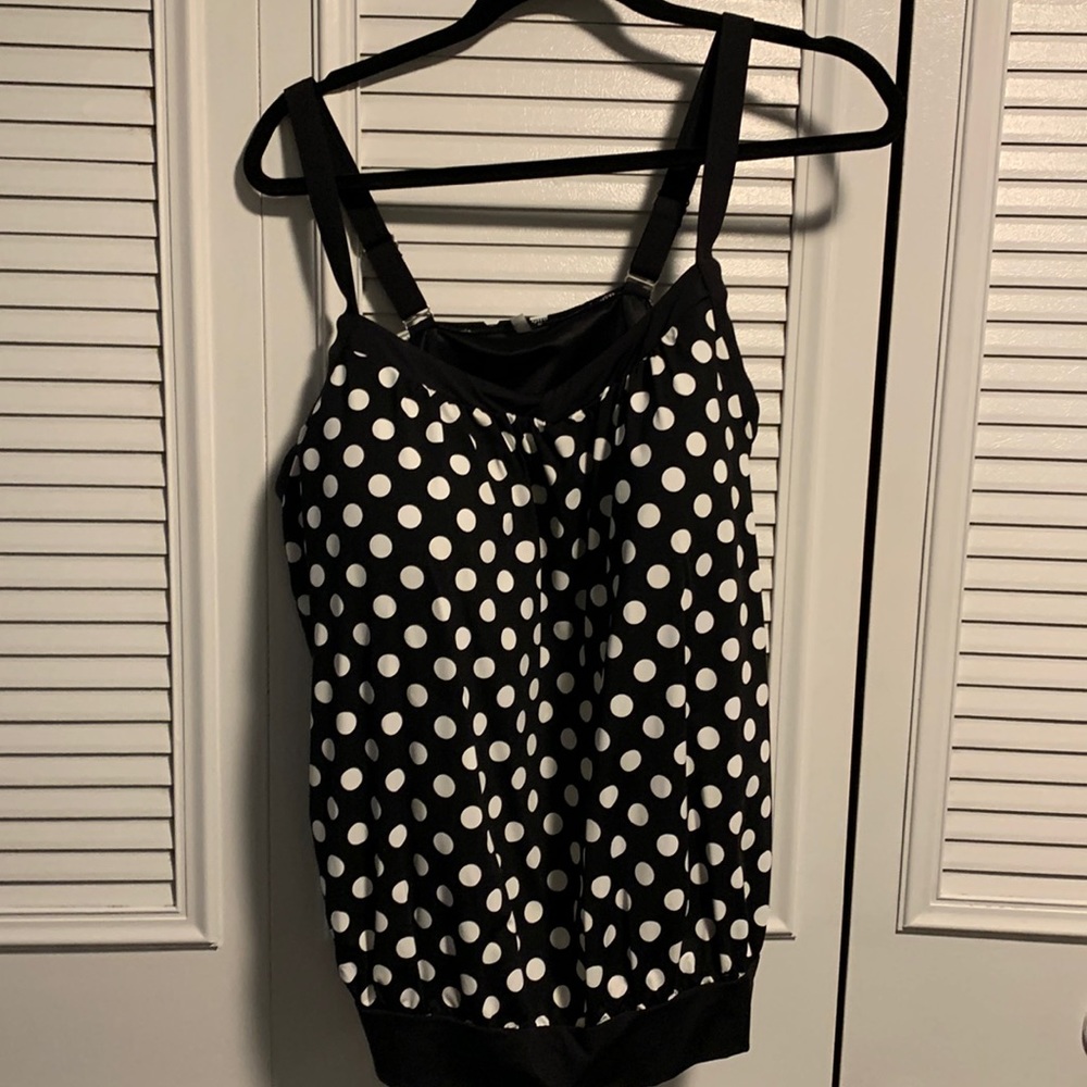 NWOT Polka Dot Blouson Swim Top